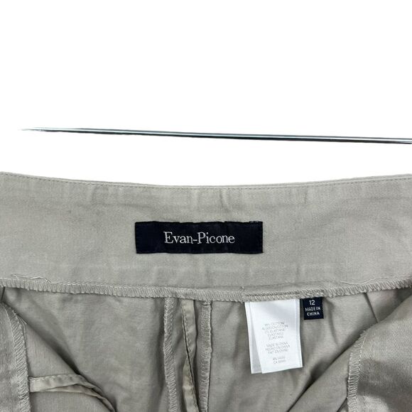 Evan Picone Womens Pants Stretch Straight Leg Flat Front Zip Fly Khaki Size 12 - Picture 4 of 6